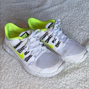 Neon yellow and white Nike Shoes